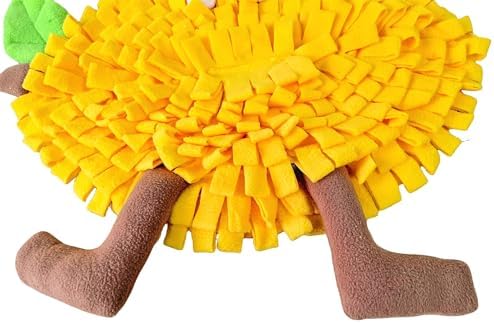 Vedem Small Animal Snuffle Mat Fleece Foraging Mats Interactive Feeding Toy Rabbit Guinea Pig Rat Hamster Anti Slip Treat Dispenser (Lemon)