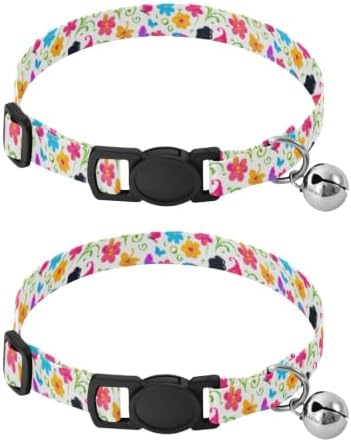 Fairy Butterfly Wings Bell Collar for Small Dogs 2 Pack Pet Collar Adjustable Length 10.6" to 17.1"