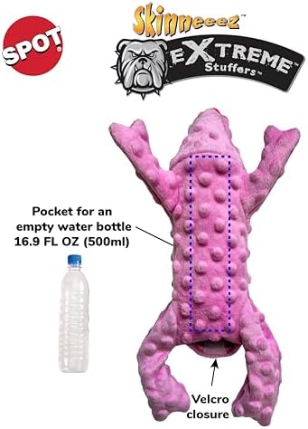 SPOT Skinneeez Extreme Stuffers Pig - Stuffing Free Dog Toy With Squeaker & Rip Stop Mesh Lining for Durability- Insert Plastic Bottle for Extra Crunch, For Small to Medium Puppies & Dogs - 14in