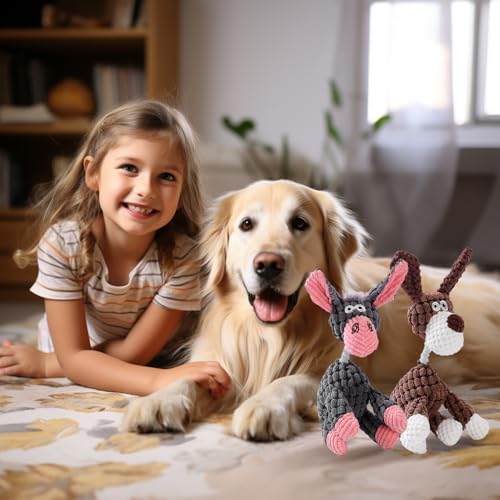 2026 New Dog Toys, Indestructible Plush Dog Toy for Aggressive Chewers, Interactive Squeaky Soft Puppy Chew Toy, Durable Teething Toys for Small Medium Large Dogs (Black)