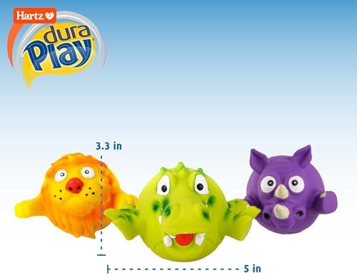 Hartz Dura Play Zoo Balloons Squeak Dog Toy, Multiple Pack Sizes 3 Count