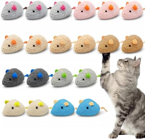 20PCS Cat Catnip Mice Toys, Mouse Toys for Cats, Interactive, Encourages Agility, Coordination, for Indoor Cats and Kittens, Cat Chew Toy for Exercise for Pet Cat Kitten Kitty