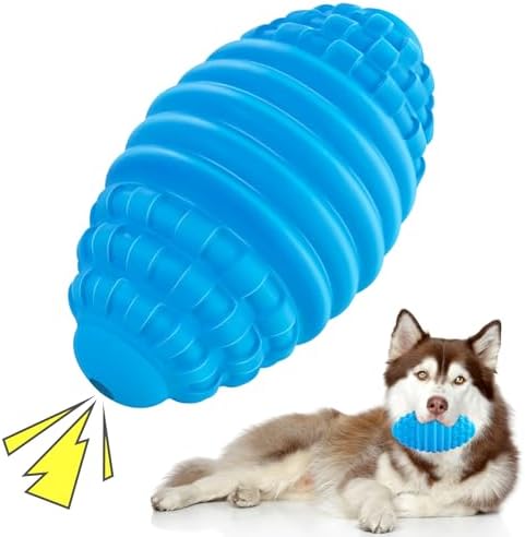 Tough Squeaky Dog Toys for Aggressive Chewers, Indestructible Dog Balls for Aggressive Chewers, Interactive Squeaky Balls for Dogs to Busy, Rubber Aggressive Chew Toys for Boredom