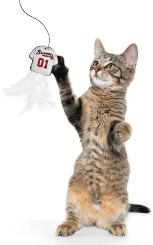 Pets First MLB Atlanta Braves Team Jersey Wand with CAT NIP, Cat Toy Jersey Shaped Plush Teaser Toy for Cats & Kittens - Interactive Pet Toy for Play & Exercise