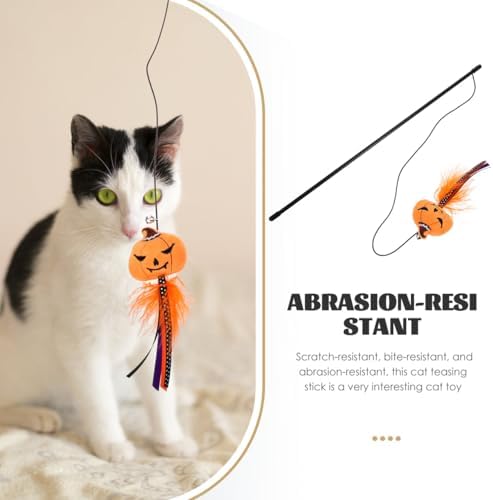 BESTOYARD Halloween Cat Wand Toys, Interactive Cat Teasing Stick Multifunctional Wand Toy Kitten Stick Funny Pet Launcher
