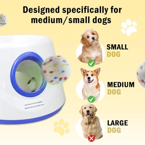 Automatic Dog Ball Launcher, Upgraded Dog Ball Throw Launcher, Adjustable Distance 20-45FT, for Small/Medium Dogs, with 3 2.3-inch ETPU Balls, Indoor and Outdoor Interactive Toys