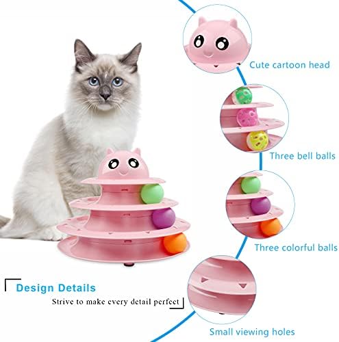 UPSKY Cat Toy Roller 3-Level Turntable Cat Toys with Six Colorful Balls | Puzzle Kitten Toys, Sturdy Structure, Detachable Design, Easy to Assemble, Anti-Slip, Reduces Boredom for Indoor Cats