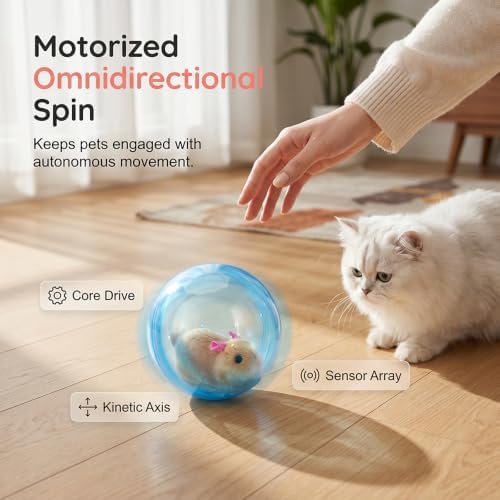 2 Pack Auto-Rolling Cat Ball for Indoor Pet (2, Brown and White Mouse Set)