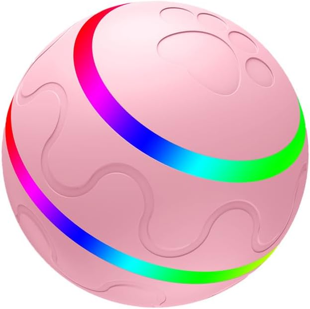Ball Toy for Dogs, Waterproof Interactive Dog Toys Ball, Automatic Moving Dog Toy for Keep Them Busy, Remote Control Shaking Pet Balls, USB Rechargeable (Pink,No Remote Control)