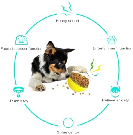 Dog Treat Ball, Dog Food Puzzle Slow Feeder Interactive Squeaky Mental Stimulation Toys, Cat Treat Dispenser Puzzle Toys Active Rolling Balls for Medium/Large Dog Breeds