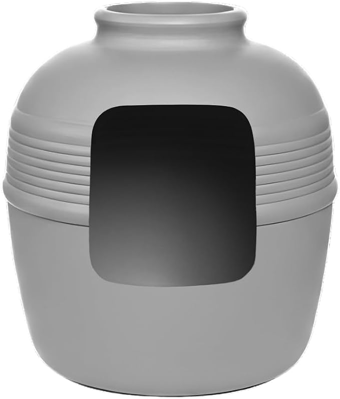 Good Pet Stuff Hidden Litter Box Planter, Decorative Cat Litter Enclosure with Carbon Filter, Upgraded Design, Easy to Clean, Replacement Kit, Original Round Style, Pebble Gray
