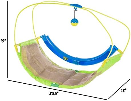 PETMAKER Interactive Cat Toy Rocking Activity Mat- Swing Playing Station with Sisal Scratching Area, Hanging Toy, Rolling Ball for Cats and Kittens