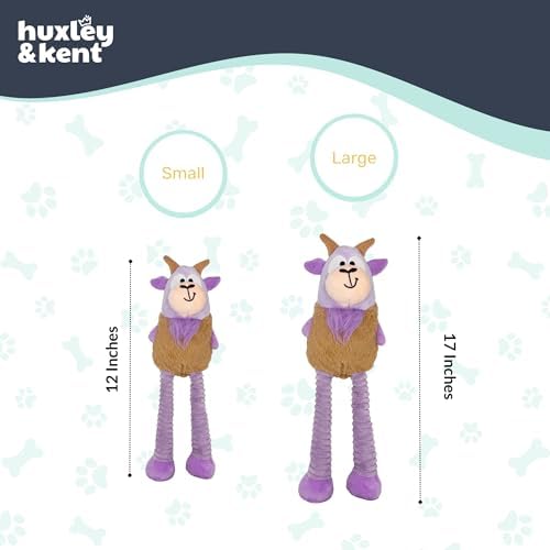 Huxley & Kent Funny Dog Toy w/Squeaker – Power Plush Squeaky Dog Toys for Small, Medium & Large Dogs – Soft Stuffed Animal for Indoor Play & Fetch - Squeak to Crunch - Lankies Vincent Van Goat, Small