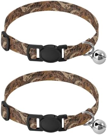 Leopards Bell Collar for Small Dogs 2 Pack Cat Collars Adjustable 10.6 to 17.1 Inches