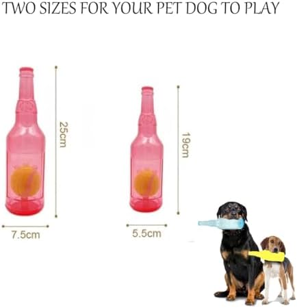 LELEBEAR Dog Play Bottle Toy, Bottle Toy for Dogs, Interactive Dog Chew Toy with Tennis Ball, Water Bottle Pets Dogs Chew Toys (Red, 20CM)
