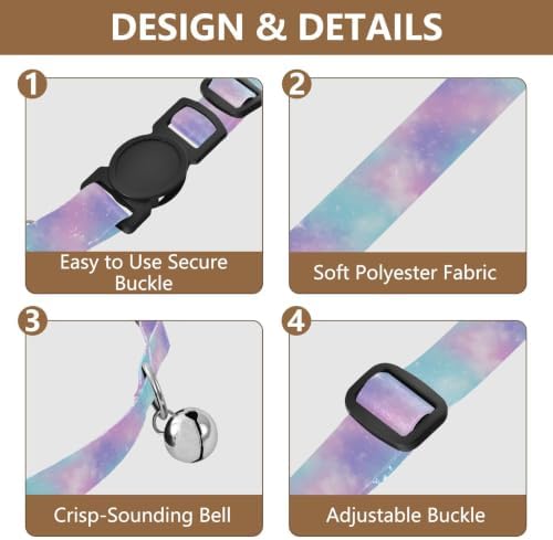 Pastel Galaxy Gradients Blue Kitten Collar 2 Pack Comfortable Cat Collar Adjustable Length 10.6" to 17.1"