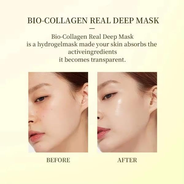 Hydrating Collagen Facial Sheet Mask – Deep Moisture, Pore Care, Firming, Elasticity Boost, Overnight Skin Rejuvenation – 4ea x 1.19oz Masks (34g)