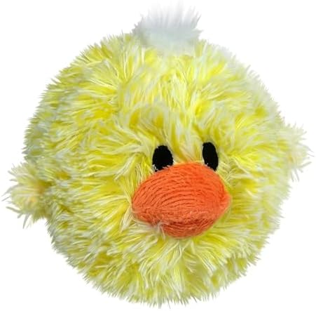 PetLou D.O.G'Z 4-inch EZ Squeaky Chick Dog Plush Toy,Durable Squeaks Bouncy Ball Dog Toy