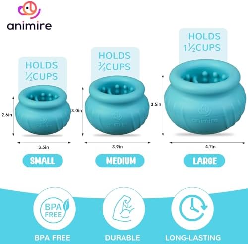 Wobbly Dog Enrichment Lick Toy, Stuffable Frozen Lick Bowl to Keep Dogs Busy, Long-Lasting Interactive Treat Dispensing Dog Toy, Silicone Fetch Catch Chew Toy(Teal,M)