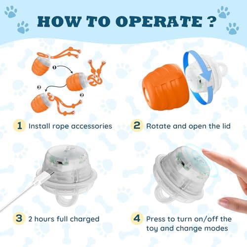 Interactive Dog Toys - Motion Activated Balls for Medium/Large Dogs, Automatic Moving Dogs Toy for Boredom, Interactive Dog Ball to Keep Them Busy(Light Orange)