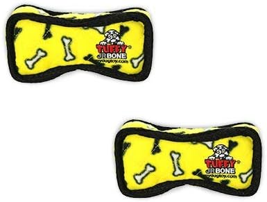 TUFFY - World's Tuffest Soft Dog Toy - Junior Bone -Squeakers -Multiple Layers. Made Durable, Strong & Tough.Interactive Play(Tug, Toss & Fetch). Machine Washable & Floats (Yelllow Bone, Bone2 2 Pack)