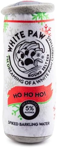 Haute Diggity Dog White Paw Can Plush Dog Toy, Drink Parody Chew Toys
