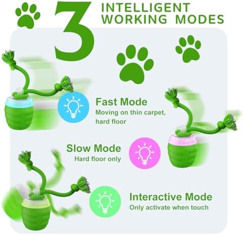 Interactive Dog Toy, [Newly Upgraded] Motion Activated Rolling Ball for Small Dogs, Automatic Moving Dogs Ball for Boredom, USB Rechargeable(Green)