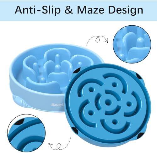 MateeyLife 2-Pack Slow Feeder Dog Bowls, 4 Cups, Dog Puzzle Feeder Bowl