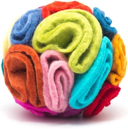 Glaciart One Snuffle Ball for Dogs - 5”x 5” 100% Natural Wool- Treat Dispensing Puzzle Toy for SM & MED Breeds - Mental Stimulation, Slow Feeding, and Interactive Play - Machine Washable