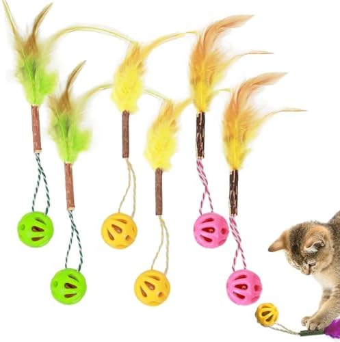 3-in-1 Cat Toy Balls, Colorful Lattice, 6 Pcs