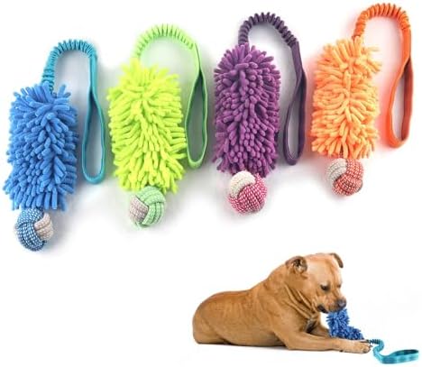 Puppy Toys Squeak Plush With Ropes Knots for Fun and Teeth Cleaning, Tug of War, Chew Toys for Training Small, Large Dogs (Blue, Dog Bite Ball Toy)