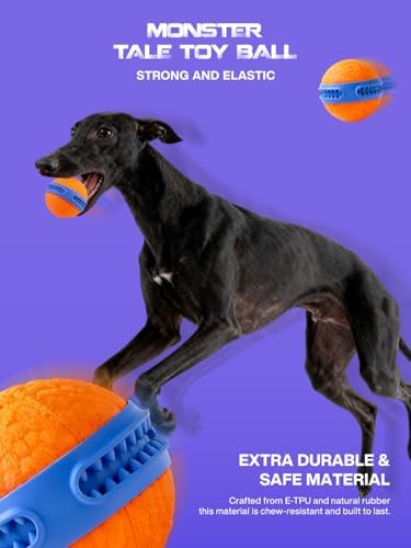Dog Rubber Ball Dog Toy, Tennis & Puzzle Toy with Treat Dispenser for Aggressive Chewers, Teething Puppies and Interactive Play