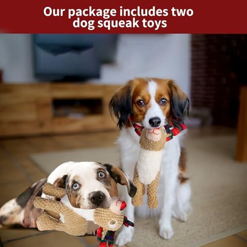 Christmas Dog Toy for Large Dogs（Standing Reindeer）, Durable and Stuffed Christmas Squeaky Dog Toys, Dog for Interaction and Teeth Cleaning