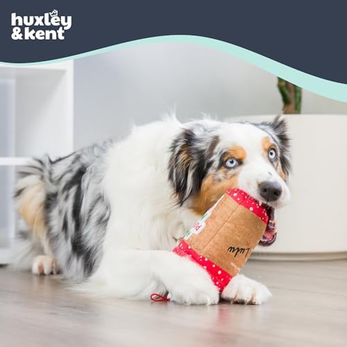 Huxley & Kent Funny Dog Toy w/Squeaker – Holiday Power Plush Squeaky Dog Toys for Small, Medium & Large Dogs – Soft Stuffed Animal for Indoor Play & Fetch - Latte My Way, Large