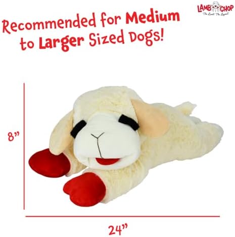 Multipet Lamb Chop Dog Plush Toy - Squeaky Toy for All Dogs - Extra Soft Plush - Stuffed Animal for Cuddling & Playing - Jumbo (24", Cream)