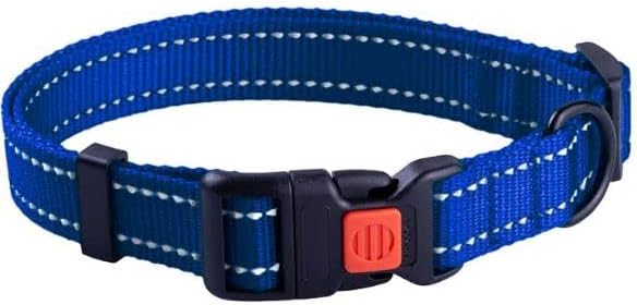 Reflective Dog Collar, Quick-Release Buckle (Blue, 12-16 Inch)