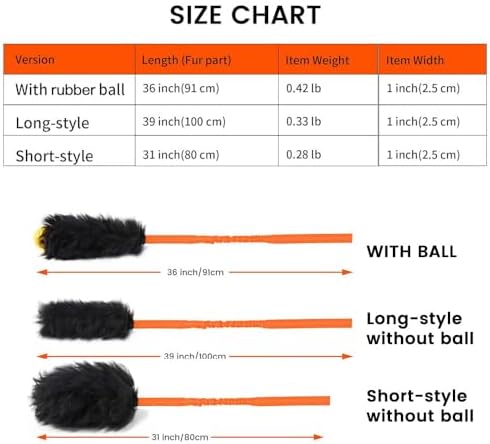 HOWGO Bungee Dog Toy, 100% Sheepskin Tug Rope (Orange, Long w/o Ball)