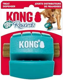 KONG Rewards Roll Upz Dog Toy – Durable Treat Dispenser for Chews, Paste & Ziggies Snacks, Interactive Enrichment Toy for Mental Stimulation, Foraging & Licking, Easy-Clean Dog Treat Toy (Ball)