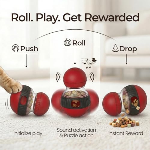 Interactive Cat Treat Toys Puzzle Feeder with Fun Bird Sound