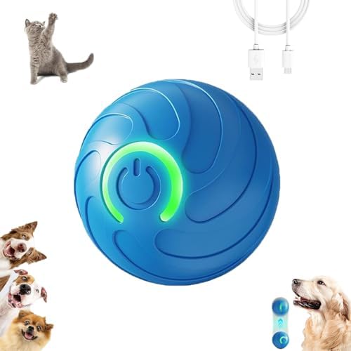 Smart Jumping Ball for Dogs,Duraspin Dog Bouncing Ball,Automatic Rolling,Interactive Bouncing Toys for Small Dogs,Dog, Blue