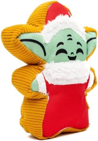 Star Wars Squeaky Plush Dog Toy for Large, Medium & Small Dogs, Holiday Grogu Santa Cookie Replica