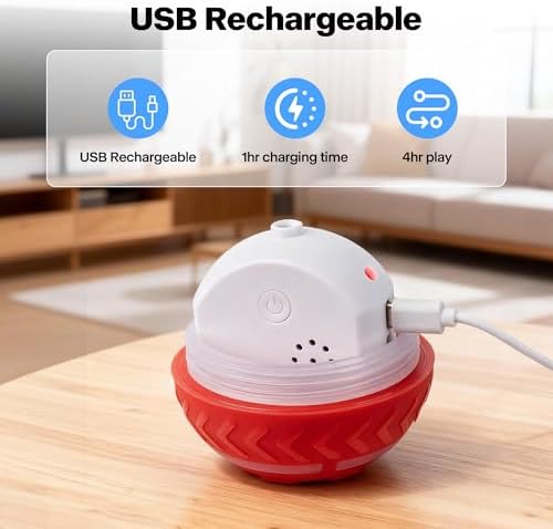 Pet Prime Interactive Dog Ball,Automatic Self Moving Dog Toys to Keep Them Busy,Rechargeable Motion Activated Rolling Ball with Lights for Small Medium and Large Dogs,2 Modes for Fun