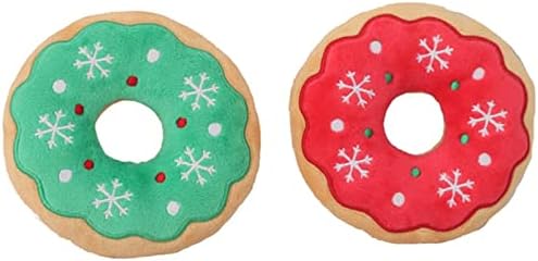 Dog Squeaky Toy Interactive Train Supplies Cloth Reduces Destructive Suitable for Small Medium Large Dog Pets, Red Donut