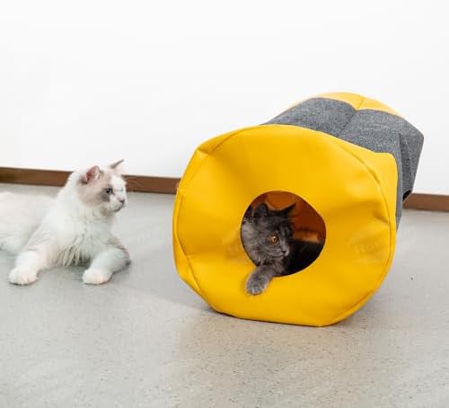 Homrich Multifunctional Collapsible Cat Play Bag, Indoor Cat Tunnel Activity Center Mat, Durable Rug for Hide and Seek, Scratching Sleeping Running Interactive Toys for Bored Kitten Adult Cats