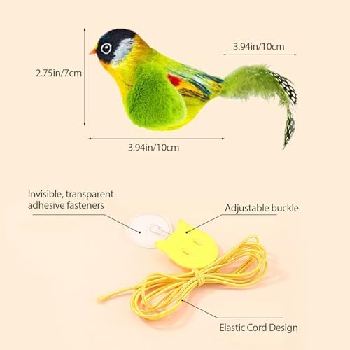 Shudyear 3 Pack Interactive Cat Toys with Chirping Bird Sound – Door Frame Cat Toy Hanging Teaser, Automatic Cat Door Toy for Indoor Cats, Feather Toy for Bored Cats