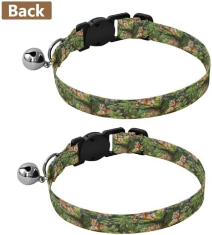 Tigers Lounging Jungle Trees Kitten Collars 2 Pack Collars for Puppies Adjustable 10.6 to 17.1 Inches
