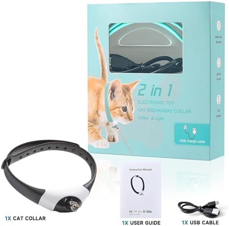 Interactive Cat Toys Laser Collar for Indoor Cats, Upgraded Automatic Cat Laser Toy with Red Light, Interactive Cat Toys for Bored Indoor Cats