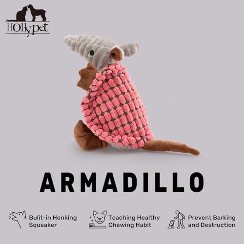 Hollypet Armadillo Squeaky Puppy Dog Toys for Small Medium Dogs, 8"