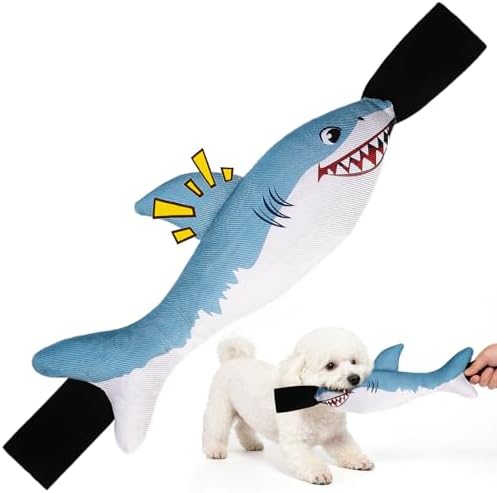 BINGPET Interactive Dog Toys for Small Dogs, Squeaky Dog Chew Toys to Keep Them Busy, Tug of War Puppy Training Toys for Chewers, Small & Medium Dogs, Fetch Lovers, Durable Puppy Necessities, Shark