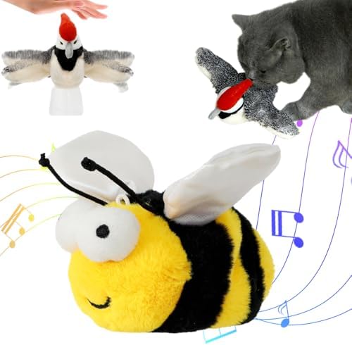 Flying Bat Toy for Dogs & Cats Flapping Wings Interactive Pet Toy (Bee)
